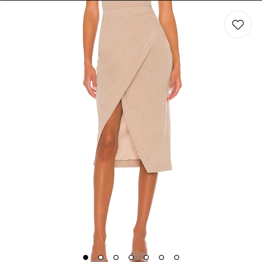 Enza Costa Cashmere Midi Skirt in Heather Black Gray M